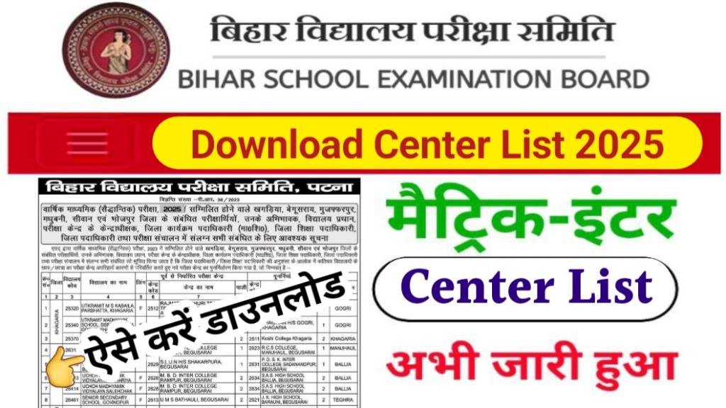 Bihar Board 12th 10th Exam Center List 2025